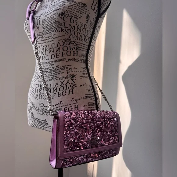 Coach leather purple sequin handbag - Picture 2 of 16